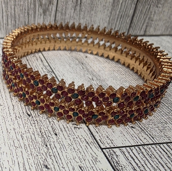Jewelry - Gold and Red Gemstone Bangle Bracelet